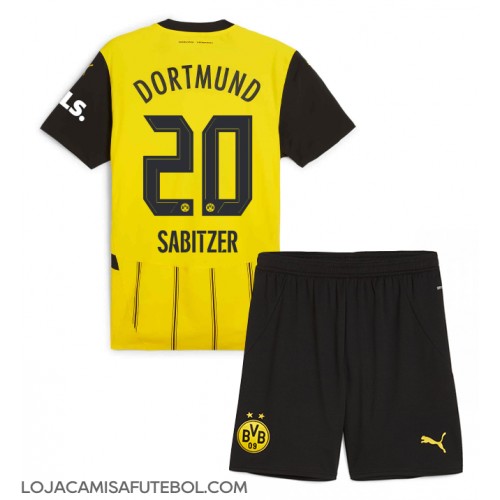 Camisa de Futebol Borussia Dortmund Marcel Sabitzer #20 Equipamento Principal Infantil 2024-25 Manga Curta (+ Calças curtas)